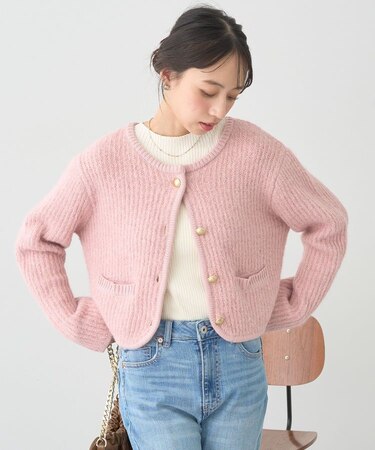 【WEB限定】ゴールド釦ショートニットカーディガン