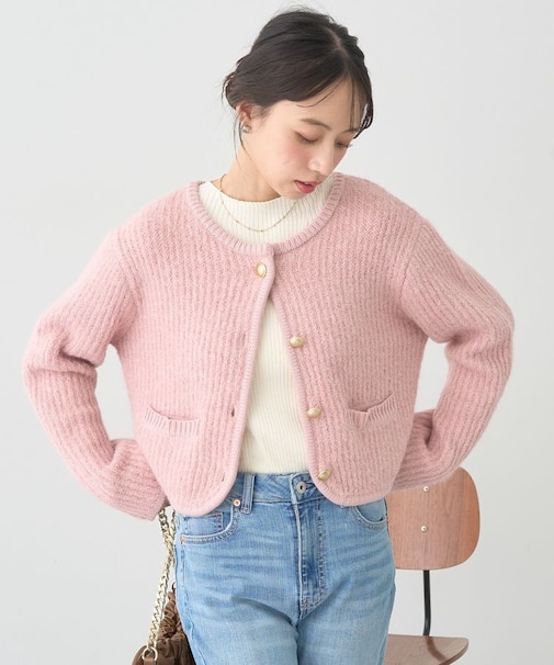 【WEB限定】ゴールド釦ショートニットカーディガン