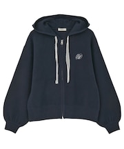 レースコードダブルジップニットパーカー