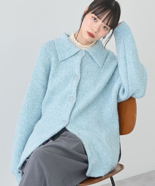 襟付きニットアウター