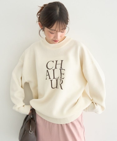 スウェットライクロゴニットプルオーバー