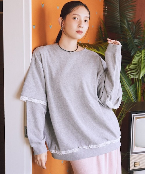 レースアップロゴスウェットプルオーバー　BLK 楽天市場】ロゴスウェットプルオーバー(大きいサイズ) ／ 裏毛