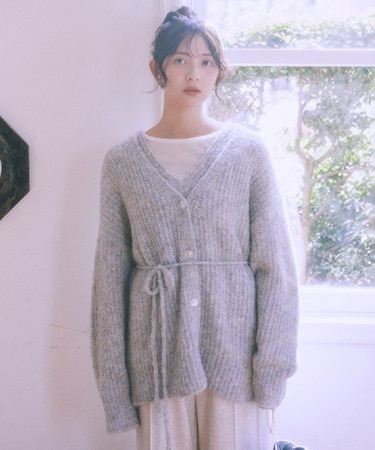 MIXカラーブークレカーディガン