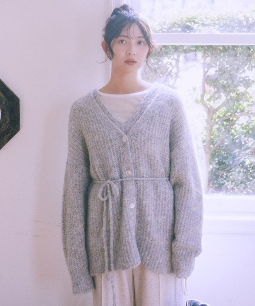 MIXカラーブークレカーディガン