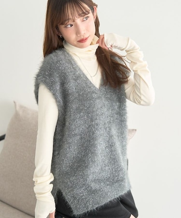 キャットライクヤーンニットベスト