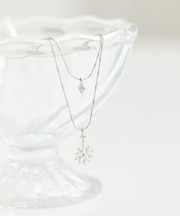 SET2点スノーモチーフネックレス+ワントップネックレス