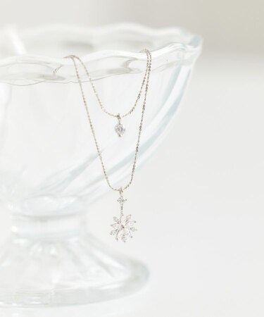 SET2点スノーモチーフネックレス+ワントップネックレス