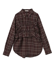 SET2点チェック柄シャーリングビスチェ＋シャツ