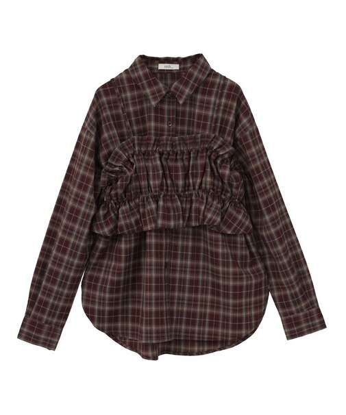 SET2点チェック柄シャーリングビスチェ＋シャツ