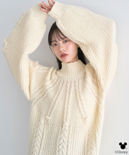 Disney/ポイントミッキーケーブルニット