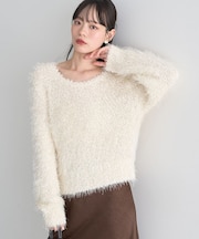 ポンポンヤーンラメニットプルオーバー