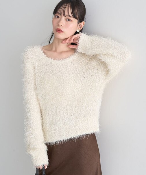 ポンポンヤーンラメニットプルオーバー