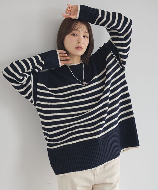 アンチピリングモックネックバックスリットニット