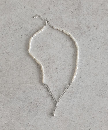 パールMIXY字ネックレス