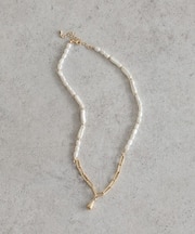 パールMIXY字ネックレス