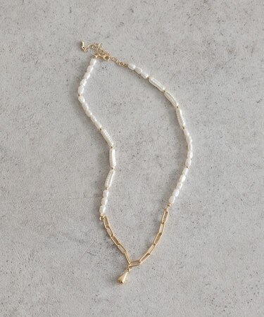 パールMIXY字ネックレス