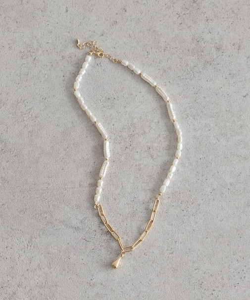 パールMIXY字ネックレス