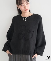 Disney/ミッキーコード刺繍ニットプルオーバー