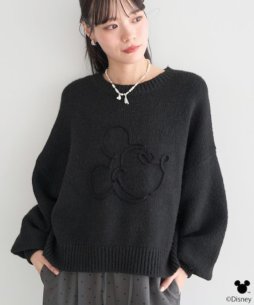 Disney/ミッキーコード刺繍ニットプルオーバー
