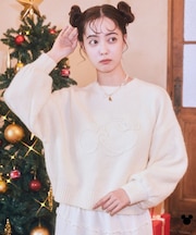 Disney/ミッキーコード刺繍ニットプルオーバー