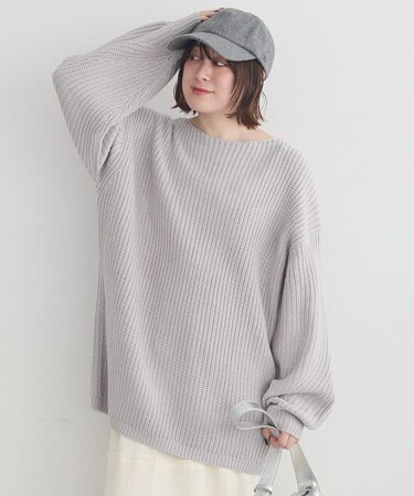 アンチピリングクロスネックルーズニット