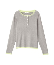 バイカラーヘンリーネックニットプルオーバー