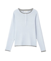 バイカラーヘンリーネックニットプルオーバー