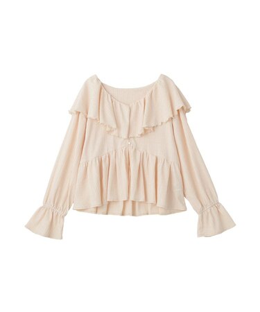 ラッフルカラーカットブラウス