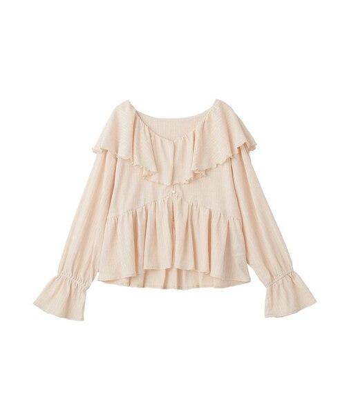 ラッフルカラーカットブラウス