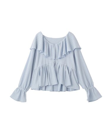 ラッフルカラーカットブラウス