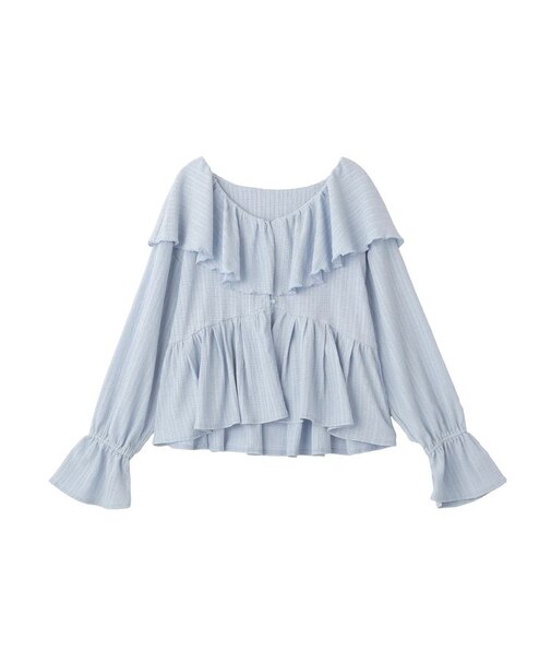 ラッフルカラーカットブラウス