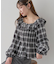 チェックシャーリングブラウス