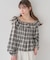 チェックシャーリングブラウス