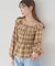 チェックシャーリングブラウス