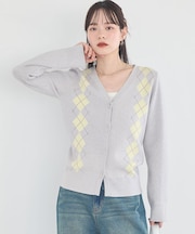 アーガイルニットカーディガン