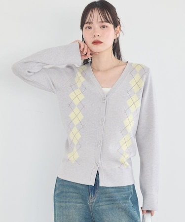 アーガイルニットカーディガン