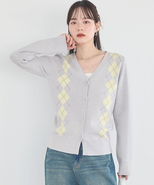 アーガイルニットカーディガン