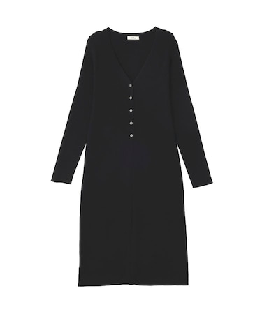 Vネックニットワンピース