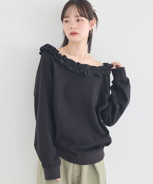 フリルオフショルウラケスウェット