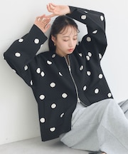 ダブルジップドットカーディガン