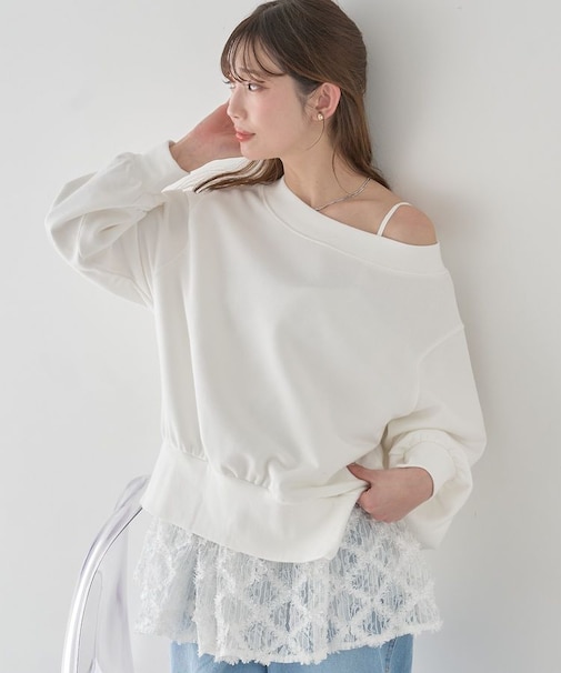 裾スリット裏毛プルオーバー