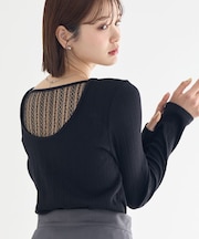 ランダムチェーンリブバックレースプルオーバー