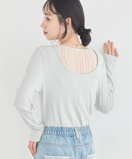 ランダムチェーンリブバックレースプルオーバー