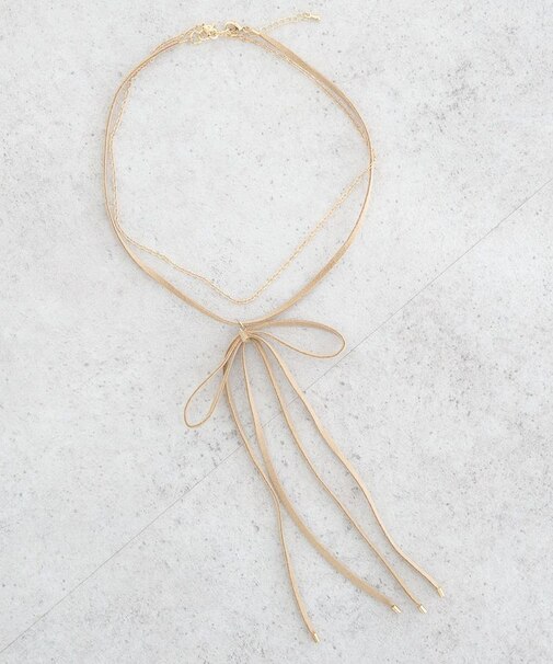 スエードライクリボンネックレス