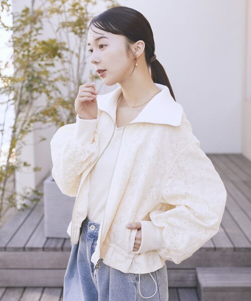 撥水】レースリバーシブルブルゾン｜アースミュージックアンド