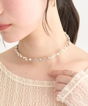 パールMIXスライドネックレス