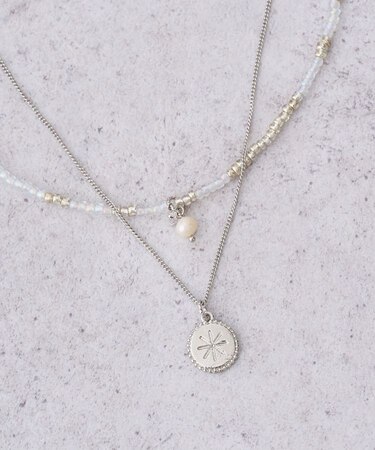 2SETビーズ&プレートネックレス