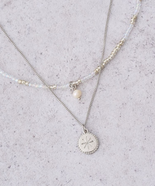 2SETビーズ&プレートネックレス