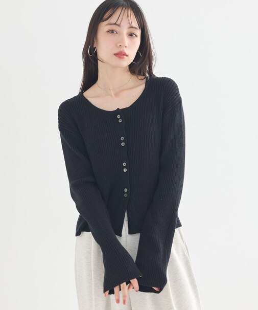 リブクロップドカーディガン