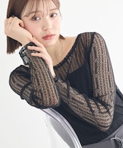 レースドッキングボートネックプルオーバー